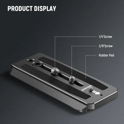 Vista 2 de Neewer 501PL - Placa de liberación rápida para trípode con cabezal fluido, compatible con Manfrotto MVH500AH MVH502AH, placa de montaje de cámara