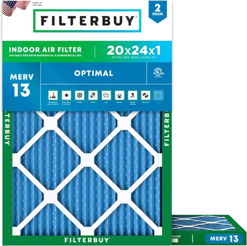Vista 70 de Filterbuy Filtro de aire MERV 13 de 8 x 14 x 1 pulgadas, protección óptima contra el humo y la alergia (paquete de 2), filtros electrostáticos