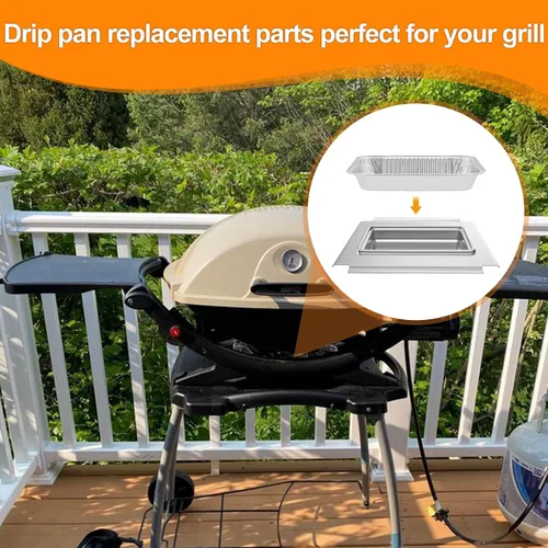 Vista 4 de SafBbcue 80580 - Bandeja de grasa con 12 bolsas de goteo para parrilla Weber Q200 y Q300, bandeja de grasa para Weber Q2000 Q2200 Q200 Q220 Q3000