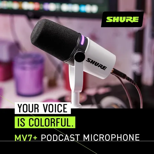 Vista 6 de Shure Micrófono dinámico MV7+ para podcast, certificado OBS, audio mejorado, panel LED, salidas USB-C y XLR, modo de nivel automático, filtro