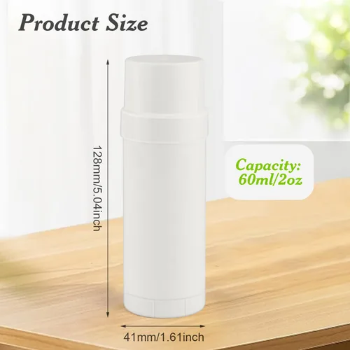 Vista 2 de Recipientes de desodorante blanco de 2.0 fl oz/2 oz botella de llenado de plástico para desodorante recargable en barra para crayón bálsamo labial