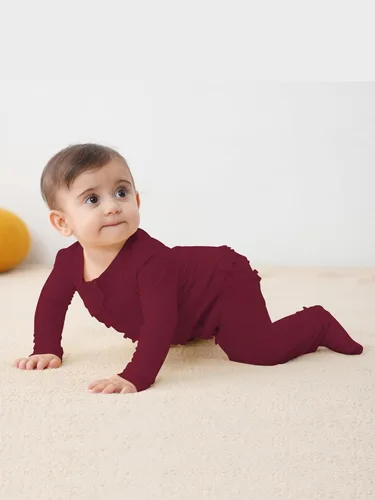 Vista 6 de GUISBY Pijama de bebé con volantes, manga larga suave con cremallera de 2 vías