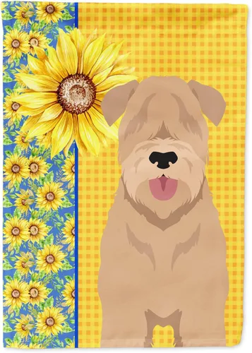 Vista 60 de Caroline's Treasures WDK5313GF Bandera de jardín con diseño de girasoles de verano, color negro y tostado, Airedale Terrier para buzón, bandera