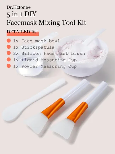Vista 2 de Conjunto de tazón de mezcla de máscara facial, cepillo aplicador de máscara de barro facial flexible, cepillo sin pelo loción corporal y aplicador