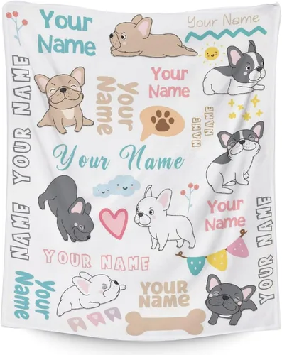 Vista 7 de Regalos de bulldog francés para niños, 30 x 40 pulgadas, mantas de bulldog francés tamaño regazo, mantas suaves y peludas con temática de perros