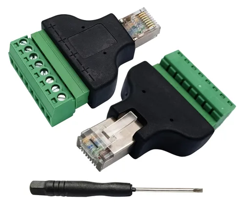 Vista 8 de Terminal de tornillo RJ45 8P 8C hembra a 8 pines hembra, terminales tipo tornillo, enchufe de red Ethernet para AV CCTV UTP DVR Cat5 Cat6 Cat7