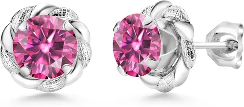 Vista 322 de Gem Stone King Aretes de plata de ley 925 de 0.236 in con piedra natal redonda para mujer