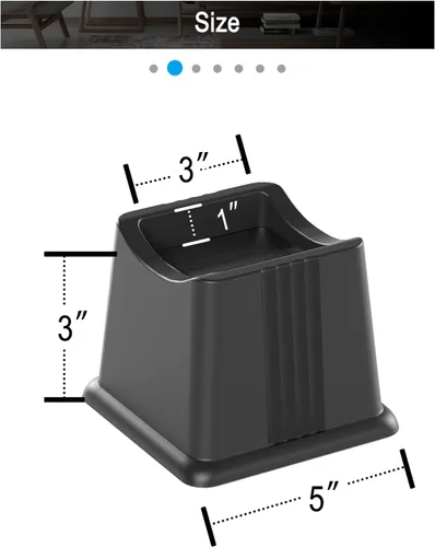 Vista 5 de ZTON Elevadores para muebles de cama, elevadores de 3 pulgadas de altura, resistentes tanto para postes como ruedas de muebles, sofá, cama, silla
