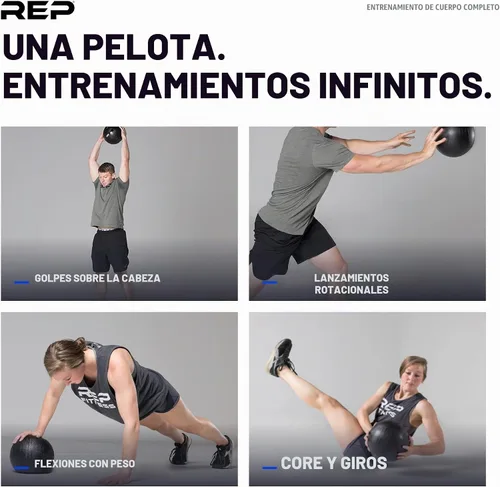 Vista 6 de REP Pelotas de golpe con peso, pelotas de ejercicio y fitness para entrenamiento de fuerza, agarre de goma suave, pelota medicinal sin rebote