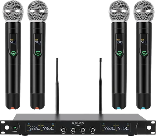 Vista 8 de Sistema de Micrófono Inalámbrico con Estuche, Micrófono Inalámbrico de Metal UHF de Mano Dual de 20 Canales Sistema de Micrófono Inalámbrico