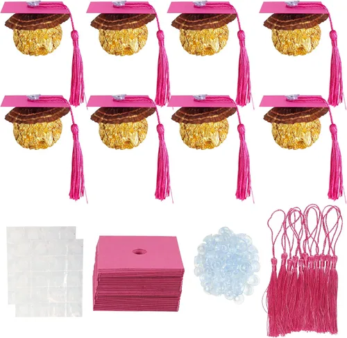 Vista 20 de Gyufise 24 piezas Adornos para pastel de graduación 2026 con purpurina negra, clase de 2026, adornos para magdalenas con gorra de graduación