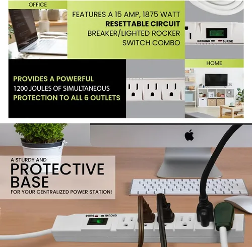 Vista 7 de Gogreen Power gg-16315 – 15 6 Outlet con protector de sobretensión 15 ft Cord