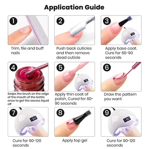 Vista 8 de RARJSM Juego de esmaltes de uñas de gel metalizados para arte de uñas, negro, plata, oro rosa, azul, verde, rojo, con brillantina, 12 colores, 0.2