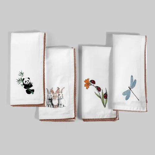 Vista 89 de Fingercraft - Juego de 12 servilletas de tela de mezcla de algodón y lino, con estampado, perfecta para fiestas, cenas, bodas, cócteles y Navidad