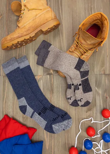 Vista 3 de Jeep Men's Performance Wool Hiking Crew Socks-2 Pair Pack-Heavyweight Cushioned Comfort