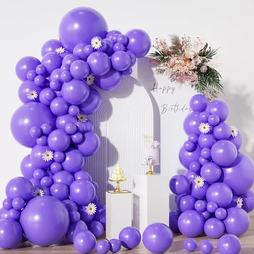 Vista 13 de Globos azules en diferentes tamaños 5 10 12 18 pulgadas - 134 piezas Globos azules metálicos cromados para arco de guirnalda, baby shower