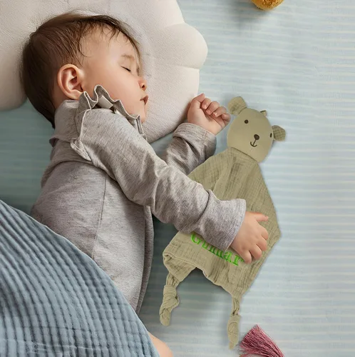 Vista 5 de Bear Loveys para bebés, mantas de seguridad para bebés, suaves para niños y niñas, regalos para baby shower, regalos personalizados para bebés