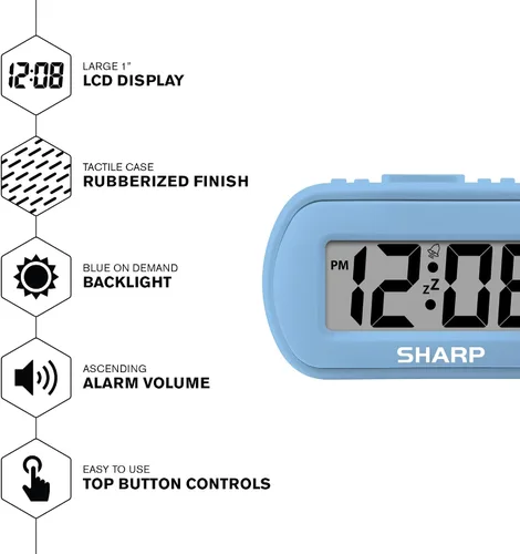 Vista 10 de Sharp Reloj despertador de batería con funda suave al tacto y luz de fondo