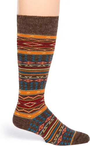 Vista 3 de WARRIOR ALPACA SOCKS - Calcetines de vestir de lana de alpaca, serie de diseñador, diseño del desierto, Desierto