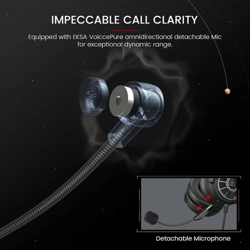 Vista 2 de EKSA Auriculares para juegos con micrófono para PS5 PS4 PC Switch Xbox One, auriculares sobre la oreja con micrófono desmontable con cancelación