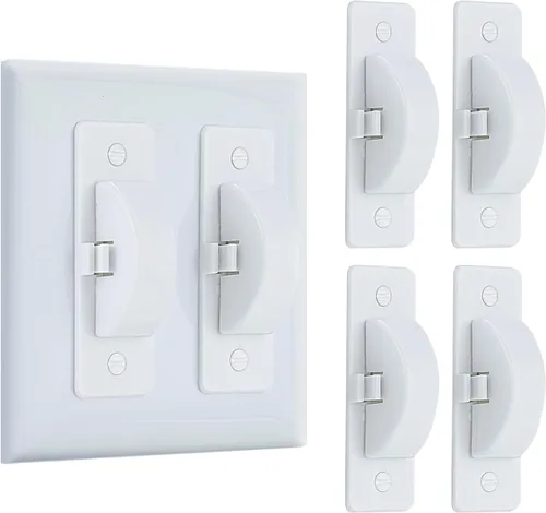 Vista 7 de Roxiuc Protector de interruptor de luz, blanco, 1 unidad, a prueba de niños, compatible con regulador de intensidad, para interiores y exteriores