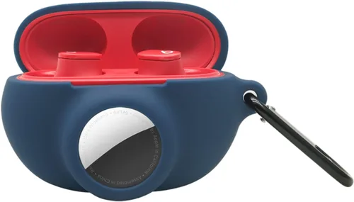 Vista 15 de Funda protectora de silicona compatible con Beats Studio Buds Airtag con soporte para Airtag, encuentra tu funda para auriculares, verde aguacate