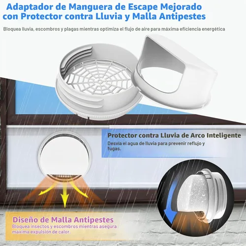 Vista 4 de Kit portátil de ventilación de ventana de CA con 6 placas para ventanas correderas/puertas