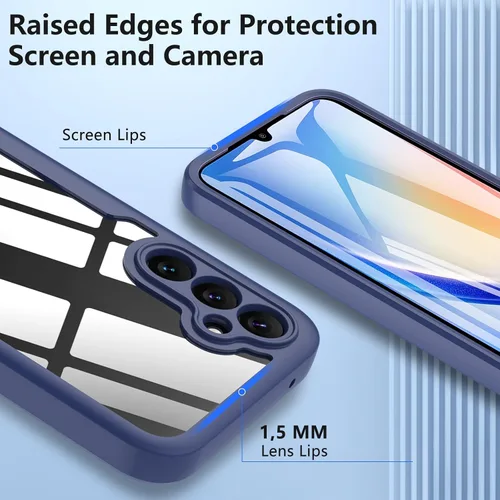 Vista 3 de OWKEY Funda para Samsung Galaxy A34 5G, 360° de cuerpo completo a prueba de golpes con protector de pantalla 9H integrado, funda resistente