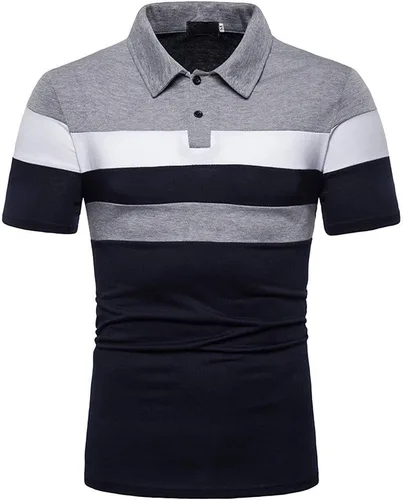 Vista 2 de Camisetas tipo polo de retazos para hombre, talla grande, estilo de negocios, estilo de negocios, holgadas, casuales, para verano, 2022