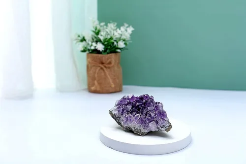 Vista 3 de Jovivi Paquete – 2 artículos de racimos de amatista, cristales naturales de geoda cruda Healng piedra + árbol de cristal de amatista cristales