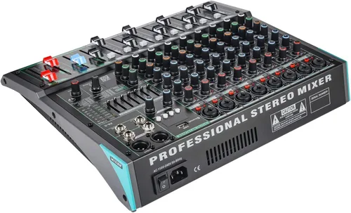 Vista 7 de Mezclador de DJ de 8 canales, mesa de DJ para sistemas de escenario PA con 99 tipos de efectos digitales DPS, efecto eco+retardo, entrada
