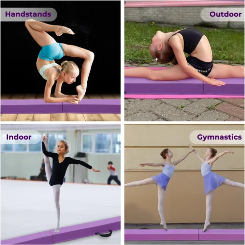 Vista 6 de FBSPORT Viga de Equilibrio de 8/10 Pies: Equipo de Gimnasia de Piso Plegable de Cuero PU para Niños y Adultos, Base de Goma Antideslizante, Viga
