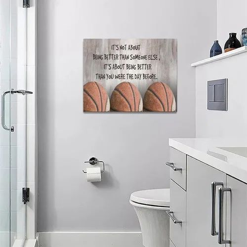 Vista 5 de Gyeong Arte de pared de baloncesto de granja, citas inspiradoras de baloncesto, decoración de pared, lienzo motivacional deportivo, pintura