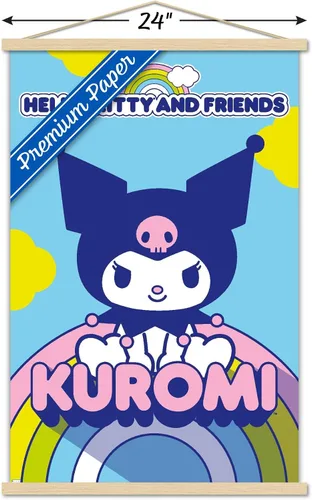 Vista 3 de Trends International Hello Kitty and Friends - Póster de pared Kuromi, 22.37 x 34.00 pulgadas, paquete de impresión premium y colgador de madera