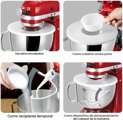 Vista 3 de AIEVE Fundas para tazones para mezclador, tapas protectoras de salpicaduras para mezclador KitchenAid de 4.5 a 5 cuartos de galón (2 unidades)