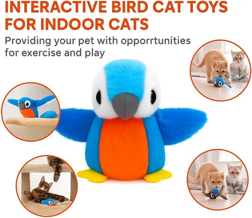 Vista 3 de Juguete interactivo de pingüino para gatos, juguete recargable con alas aleteadas con hierba gatera, alas de batir automáticas, divertido juguete