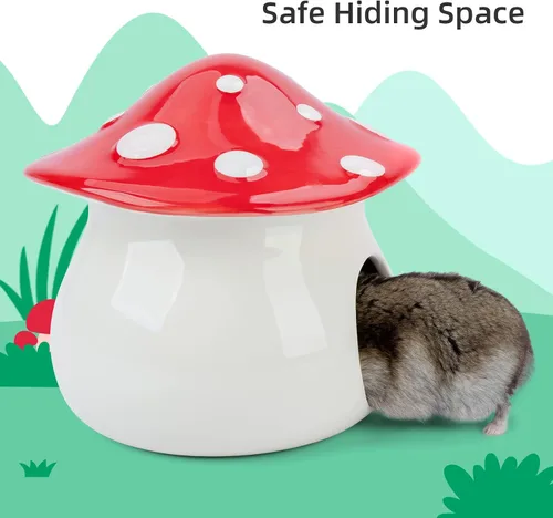 Vista 2 de Niteangel Escondite de hábitat de hámster de cerámica: - Casa escondida para ratones de hámster enanos sirios, jerbos u otras mascotas pequeñas
