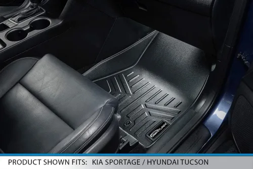 Vista 3 de SMARTLINER Juego de alfombrillas de 2 filas para todo tipo de clima, compatibles con Hyundai Tucson 2019-2021