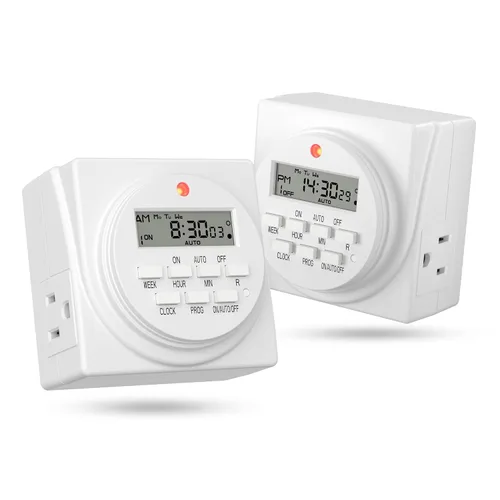 Vista 9 de BN-LINK Temporizador de luz digital para interiores, enchufe programable de 7 días con 2 salidas independientes de 3 clavijas, para lámparas