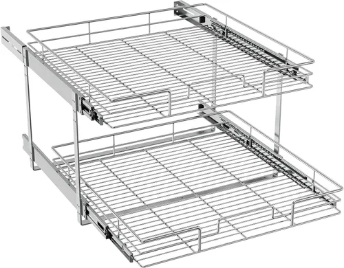 Vista 16 de ROOMTEC Organizador de gabinete extraíble (5.5 pulgadas de ancho x 21.5 pulgadas de profundidad), 2 niveles de almacenamiento extraíble para cajón