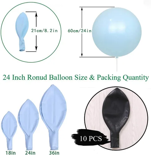 Vista 2 de IN-JOOYAA 10 globos redondos gigantes negros de 24 pulgadas, globos grandes para decoración de bodas, baby shower, fiestas de cumpleaños