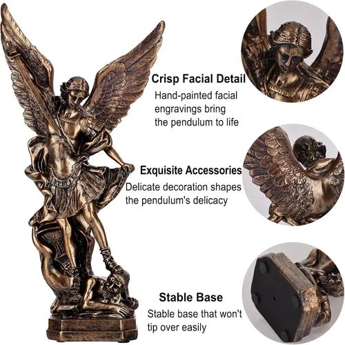 Vista 3 de Estatua de San Miguel Arcángel de 31.8 cm de bronce, estatua de San Miguel, estatuas de resina del arcángel San Miguel, estatuillas de San Miguel