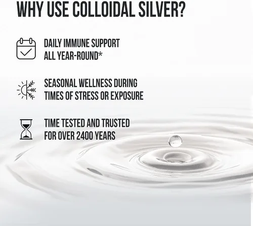 Vista 5 de Sovereign Silver Apoyo inmunológico para niños, plata coloidal, 4 fl oz (4.0 fl oz) Hidrosol de plata Bio-Activo, 10 ppm, absorción rápida, gotero