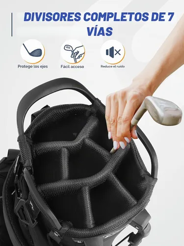 Vista 2 de Lightweight 7 Way Golf Stand Bag for Men Women, Upgrade Base Multi Pckets Cooler Pockets, Full-Length Dividers, Ergonomic Dual Strap Design