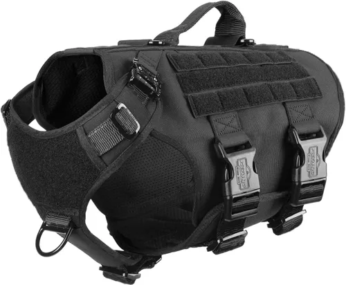 Vista 11 de ICEFANG GN3 Arnés táctico para perro con hebilla 6X, chaleco Molle para perro con asa, cobertura corporal 3/4, panel de gancho y bucle para parche