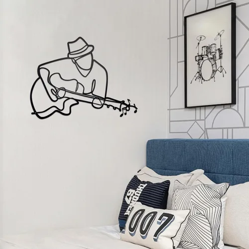 Vista 6 de Noxozoqm - Arte de pared de guitarra de metal negro para aula y decoración de sala de música, regalo ideal para amantes de la música, 15.7 x 12