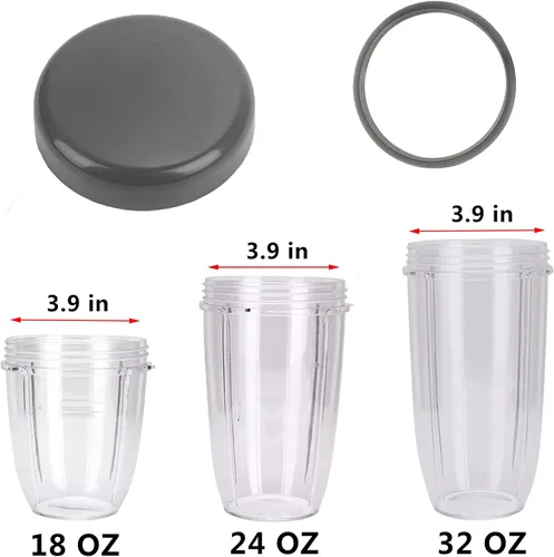 Vista 2 de 2 piezas de repuesto para licuadora Nutribullet tapas, 1 tapa plana y 1 tapa abatible para llevar Nutribullet de 600 W y 900 W 18/24/32 onzas