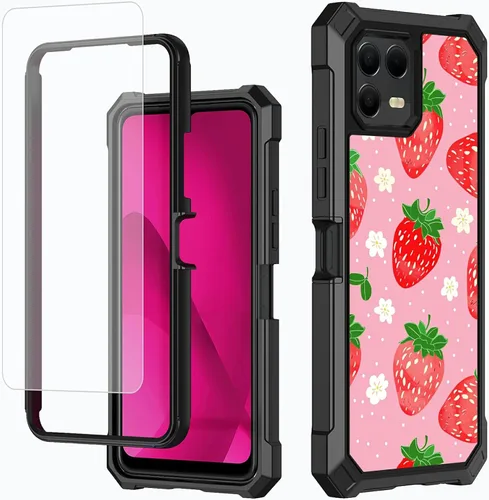 Vista 68 de Funda para T-Mobile Revvl 7 de 6.6 pulgadas con protector de pantalla, policarbonato duro de doble capa resistente y TPU suave a prueba de golpes