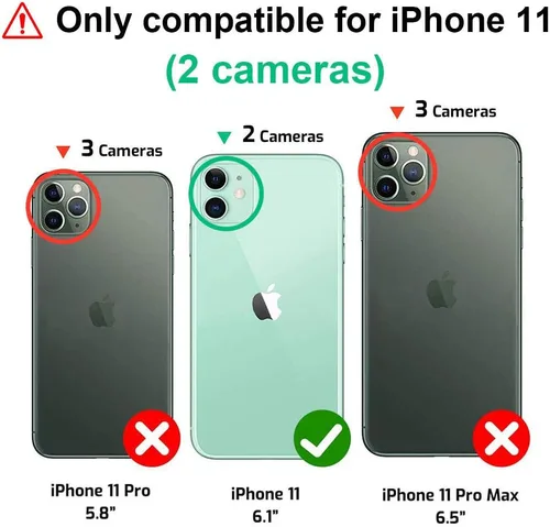 Vista 2 de TOOVREN Funda protectora para iPhone 11 con tarjetero de piel sintética, ajustable, desmontable, correa de soporte para iPhone 11 de 6.1 pulgadas