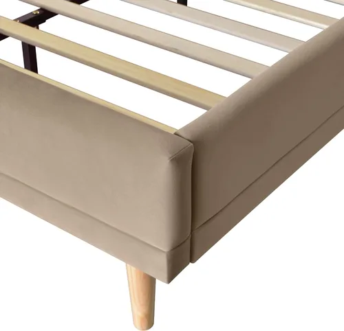 Vista 12 de Christopher Knight Home Hazel Velvet Queen Size Bed Frame with Wingback Headboard, Modern Queen Bed Frame and Headboard, Wooden Slats Support, Easy